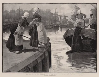 Ein Austausch von Komplimenten, eine Szene an einem niederländischen Kanal